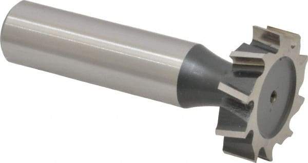 Interstate - 1" Diam x 1/4" Face Width, High Speed Steel, 12 Teeth, Shank Connection Woodruff Keyseat Cutter - Uncoated, 2-1/4" OAL x 1/2" Shank, Staggered Teeth, ANSI 808, Old Standard 15 - Apex Tool & Supply