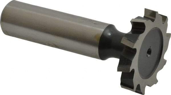 Interstate - 1-1/8" Diam x 3/16" Face Width, High Speed Steel, 12 Teeth, Shank Connection Woodruff Keyseat Cutter - Uncoated, 2-3/16" OAL x 1/2" Shank, Staggered Teeth, ANSI 609, Old Standard 16 - Apex Tool & Supply