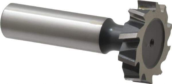Interstate - 1-1/8" Diam x 1/4" Face Width, High Speed Steel, 12 Teeth, Shank Connection Woodruff Keyseat Cutter - Uncoated, 2-1/4" OAL x 1/2" Shank, Staggered Teeth, ANSI 809, Old Standard 18 - Apex Tool & Supply