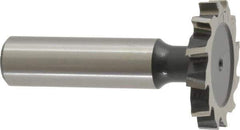 Interstate - 1-1/4" Diam x 3/16" Face Width, High Speed Steel, 14 Teeth, Shank Connection Woodruff Keyseat Cutter - Uncoated, 2-3/16" OAL x 1/2" Shank, Staggered Teeth, ANSI 610, Old Standard 19 - Apex Tool & Supply