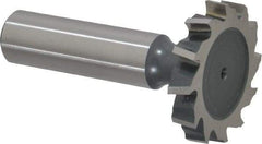 Interstate - 1-1/4" Diam x 7/32" Face Width, High Speed Steel, 14 Teeth, Shank Connection Woodruff Keyseat Cutter - Uncoated, 2-7/32" OAL x 1/2" Shank, Staggered Teeth, ANSI 710, Old Standard 20 - Apex Tool & Supply