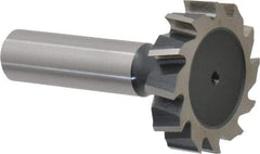 Interstate - 1-3/8" Diam x 5/16" Face Width, High Speed Steel, 14 Teeth, Shank Connection Woodruff Keyseat Cutter - Uncoated, 2-5/16" OAL x 1/2" Shank, Staggered Teeth, ANSI 1011, Old Standard 23 - Apex Tool & Supply