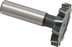 Interstate - 1-1/2" Diam x 1/4" Face Width, High Speed Steel, 16 Teeth, Shank Connection Woodruff Keyseat Cutter - Uncoated, 2-1/4" OAL x 1/2" Shank, Staggered Teeth, ANSI 812, Old Standard 24 - Apex Tool & Supply