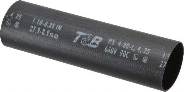 Thomas & Betts - 5" Long, 3:1, Polyolefin Heat Shrink Electrical Tubing - Black - Apex Tool & Supply