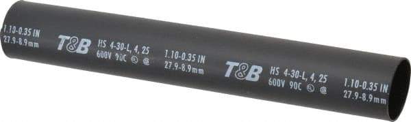 Thomas & Betts - 9" Long, 3:1, Polyolefin Heat Shrink Electrical Tubing - Black - Apex Tool & Supply