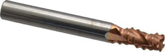 Accupro - 1/4" Diam, Coarse Pitch, 3/8" LOC, 3 Flute Solid Carbide Roughing Square End Mill - TiCN Finish, 2" OAL, 1/4" Shank Diam, Single End, Centercutting, 30° Helix - Apex Tool & Supply