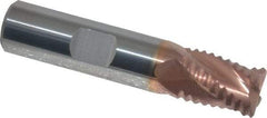 Accupro - 1/2" Diam, Coarse Pitch, 5/8" LOC, 4 Flute Solid Carbide Roughing Square End Mill - TiCN Finish, 2-1/2" OAL, 1/2" Shank Diam, Single End, Centercutting, 30° Helix - Apex Tool & Supply