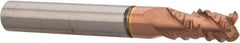 Accupro - 1/4" Diam, Coarse Pitch, 3/8" LOC, 3 Flute Solid Carbide Roughing Square End Mill - TiCN Finish, 2" OAL, 1/4" Shank Diam, Single End, Centercutting, 30° Helix - Apex Tool & Supply