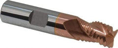 Accupro - 1/2" Diam, Coarse Pitch, 5/8" LOC, 3 Flute Solid Carbide Roughing Square End Mill - TiCN Finish, 2-1/2" OAL, 1/2" Shank Diam, Single End, Centercutting, 30° Helix - Apex Tool & Supply