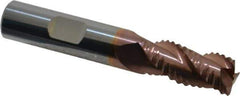 Accupro - 1/2" Diam, Coarse Pitch, 1" LOC, 3 Flute Solid Carbide Roughing Square End Mill - TiCN Finish, 3" OAL, 1/2" Shank Diam, Single End, Centercutting, 30° Helix - Apex Tool & Supply