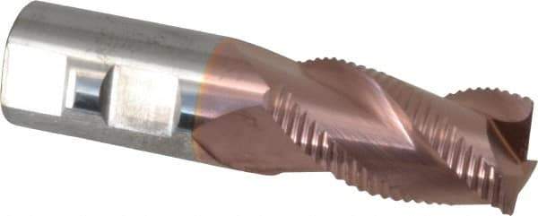 Accupro - 1" Diam, Coarse Pitch, 1-3/4" LOC, 3 Flute Solid Carbide Roughing Square End Mill - TiCN Finish, 4" OAL, 1" Shank Diam, Single End, Centercutting, 30° Helix - Apex Tool & Supply