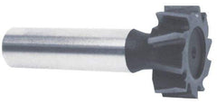 Made in USA - 1-1/8" Diam x 7/32" Face Width, Cobalt, 10 Teeth, Shank Connection Woodruff Keyseat Cutter - Uncoated, 2-7/32" OAL x 1/2" Shank, Staggered Teeth, ANSI 709, Old Standard 17 - Apex Tool & Supply