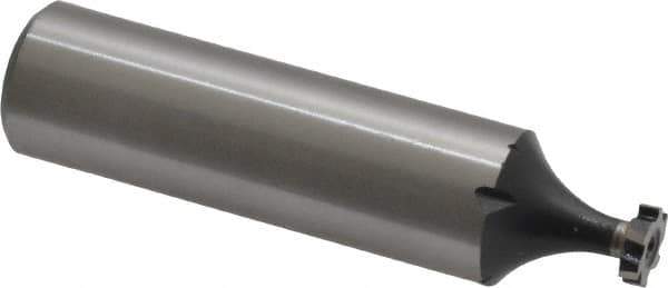 Interstate - 1/4" Diam x 1/16" Face Width, High Speed Steel, 6 Teeth, Shank Connection Woodruff Keyseat Cutter - Uncoated, 2-1/16" OAL x 1/2" Shank, Staggered Teeth, ANSI 202, Old Standard 201 - Apex Tool & Supply