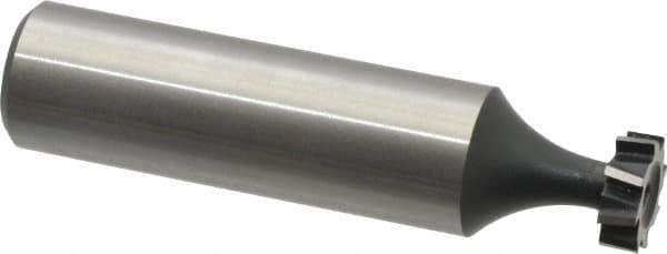 Interstate - 3/8" Diam x 1/8" Face Width, High Speed Steel, 6 Teeth, Shank Connection Woodruff Keyseat Cutter - Uncoated, 2-1/8" OAL x 1/2" Shank, Staggered Teeth, ANSI 403, Old Standard 213 - Apex Tool & Supply