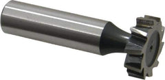 Interstate - 7/8" Diam x 1/4" Face Width, High Speed Steel, 10 Teeth, Shank Connection Woodruff Keyseat Cutter - Uncoated, 2-1/4" OAL x 1/2" Shank, Staggered Teeth, ANSI 807, Old Standard A - Apex Tool & Supply