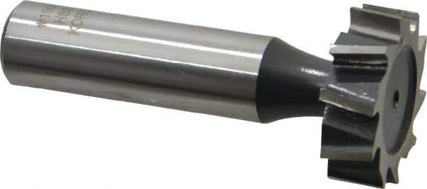 Interstate - 1" Diam x 5/16" Face Width, High Speed Steel, 12 Teeth, Shank Connection Woodruff Keyseat Cutter - Uncoated, 2-5/16" OAL x 1/2" Shank, Staggered Teeth, ANSI 1008, Old Standard B - Apex Tool & Supply