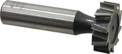 Interstate - 1" Diam x 5/16" Face Width, High Speed Steel, 12 Teeth, Shank Connection Woodruff Keyseat Cutter - Uncoated, 2-5/16" OAL x 1/2" Shank, Staggered Teeth, ANSI 1008, Old Standard B - Apex Tool & Supply