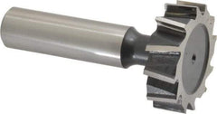 Interstate - 1-1/4" Diam x 3/8" Face Width, High Speed Steel, 14 Teeth, Shank Connection Woodruff Keyseat Cutter - Uncoated, 2-3/8" OAL x 1/2" Shank, Staggered Teeth, ANSI 1210, Old Standard E - Apex Tool & Supply