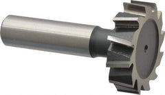 Interstate - 1-3/8" Diam x 3/8" Face Width, High Speed Steel, 14 Teeth, Shank Connection Woodruff Keyseat Cutter - Uncoated, 2-3/8" OAL x 1/2" Shank, Staggered Teeth, ANSI 1211, Old Standard F - Apex Tool & Supply