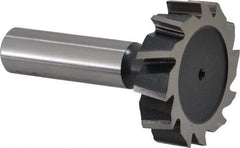 Interstate - 1-1/2" Diam x 3/8" Face Width, High Speed Steel, 16 Teeth, Shank Connection Woodruff Keyseat Cutter - Uncoated, 2-3/8" OAL x 1/2" Shank, Staggered Teeth, ANSI 1212, Old Standard G - Apex Tool & Supply