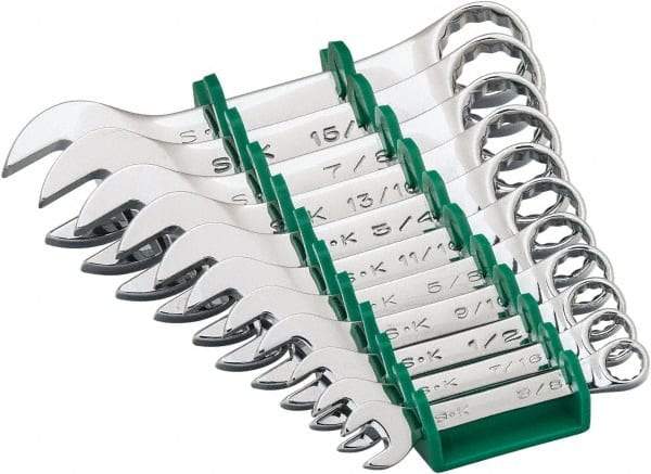 SK - 11 Piece, 3/8 to 1", 12 Point, Combination Wrench Set - Inch System of Measurement, Chrome Finish, Comes in Plastic Tray - Apex Tool & Supply