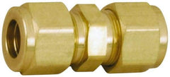 Parker - 1/8" OD, Brass Union - 3,600 Max Working psi, 7/16" Hex, Comp x Comp Ends - Apex Tool & Supply