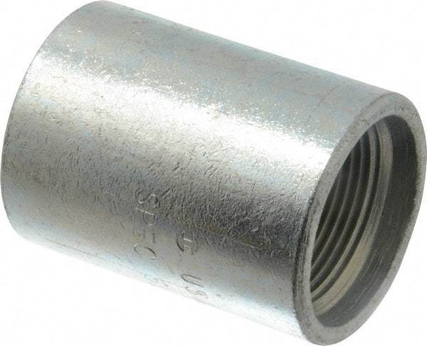Made in USA - Class 300, 1-1/4" Galvanized Pipe Coupling - Threaded, Steel - Apex Tool & Supply