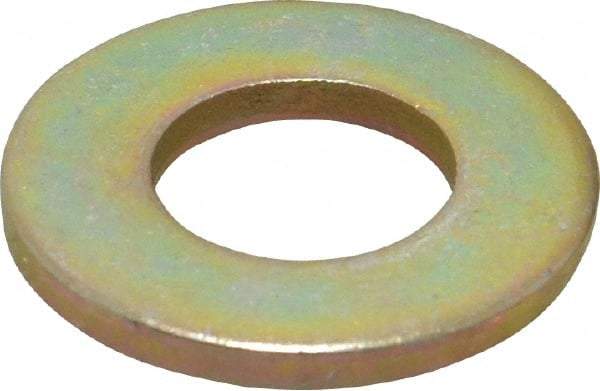 Made in USA - 1/2" Screw, Grade 8 Alloy Steel SAE Flat Washer - 17/32" ID x 1-1/16" OD, 0.121" Thick, Zinc Yellow Dichromate Finish - Apex Tool & Supply