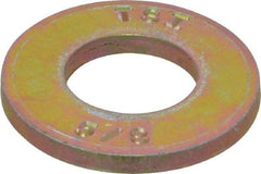 Made in USA - 5/8" Screw, Grade 8 Alloy Steel SAE Flat Washer - 21/32" ID x 1-5/16" OD, 0.146" Thick, Zinc Yellow Dichromate Finish - Apex Tool & Supply
