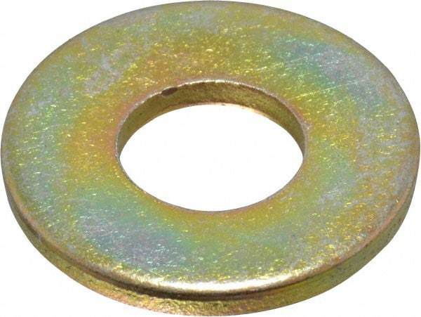 Made in USA - 5/16" Screw, Grade 8 Alloy Steel USS Flat Washer - 0.37" ID x 0.905" OD, 0.104" Thick, Zinc Yellow Dichromate Finish - Apex Tool & Supply