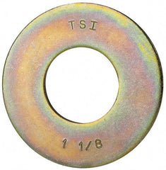 Made in USA - 1-1/8" Screw, Grade 8 Alloy Steel USS Flat Washer - 1.243" ID x 2.78" OD, 0.192" Thick, Zinc Yellow Dichromate Finish - Apex Tool & Supply