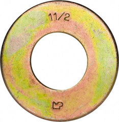 Made in USA - 1-1/2" Screw, Grade 8 Alloy Steel USS Flat Washer - 1.615" ID x 3.545" OD, 0.213" Thick, Zinc Yellow Dichromate Finish - Apex Tool & Supply