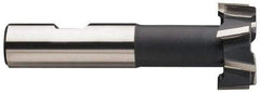 Made in USA - 2-7/32" Cut Diam, 1-3/32" Cut Width, 1-7/32" Neck Diam, 1-1/4" Shank Diam, 5-3/8" OAL, High Speed Steel T-Slot Cutter - Uncoated, 1-1/4" Bolt, 2-5/16" Shank Length, Staggered Teeth, 10 Teeth, Weldon Flat - Apex Tool & Supply