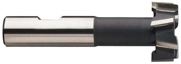Made in USA - 1-27/32" Cut Diam, 53/64" Cut Width, 1-1/32" Neck Diam, 1-1/4" Shank Diam, 4-13/16" OAL, High Speed Steel T-Slot Cutter - Uncoated, 1" Bolt, 2-5/16" Shank Length, Staggered Teeth, 10 Teeth, Weldon Flat - Apex Tool & Supply