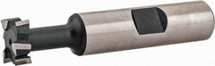 Interstate - 9/16" Cut Diam, 15/64" Cut Width, 17/64" Neck Diam, 1/2" Shank Diam, 2-19/32" OAL, High Speed Steel T-Slot Cutter - TiN Finish, 1/4" Bolt, 1-13/16" Shank Length, Staggered Teeth - Apex Tool & Supply