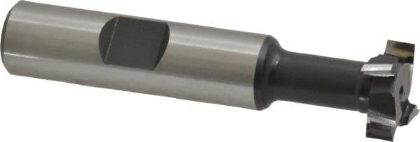Interstate - 21/32" Cut Diam, 17/64" Cut Width, 21/64" Neck Diam, 1/2" Shank Diam, 2-11/16" OAL, High Speed Steel T-Slot Cutter - TiN Finish, 5/16" Bolt, 1-13/16" Shank Length, Staggered Teeth - Apex Tool & Supply