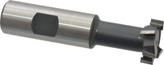 Interstate - 31/32" Cut Diam, 25/64" Cut Width, 17/32" Neck Diam, 3/4" Shank Diam, 3-7/16" OAL, High Speed Steel T-Slot Cutter - TiN Finish, 1/2" Bolt, 2-1/16" Shank Length, Staggered Teeth - Apex Tool & Supply