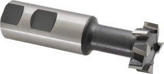 Interstate - 1-1/4" Cut Diam, 31/64" Cut Width, 21/32" Neck Diam, 1" Shank Diam, 3-15/16" OAL, High Speed Steel T-Slot Cutter - TiN Finish, 5/8" Bolt, 2-15/16" Shank Length, Staggered Teeth - Apex Tool & Supply