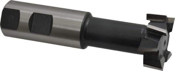 Interstate - 1-15/32" Cut Diam, 5/8" Cut Width, 25/32" Neck Diam, 1" Shank Diam, 4-7/16" OAL, High Speed Steel T-Slot Cutter - TiN Finish, 3/4" Bolt, 2-15/16" Shank Length, Staggered Teeth - Apex Tool & Supply