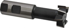 Interstate - 1-15/32" Cut Diam, 5/8" Cut Width, 25/32" Neck Diam, 1" Shank Diam, 4-7/16" OAL, High Speed Steel T-Slot Cutter - TiN Finish, 3/4" Bolt, 2-15/16" Shank Length, Staggered Teeth - Apex Tool & Supply