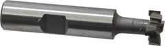 Made in USA - 9/16" Cut Diam, 15/64" Cut Width, 17/64" Neck Diam, 1/2" Shank Diam, 2-19/32" OAL, C2 Carbide-Tipped T-Slot Cutter - Uncoated, 1/4" Bolt, 1-13/16" Shank Length, Staggered Teeth, 6 Teeth, Weldon Flat - Apex Tool & Supply