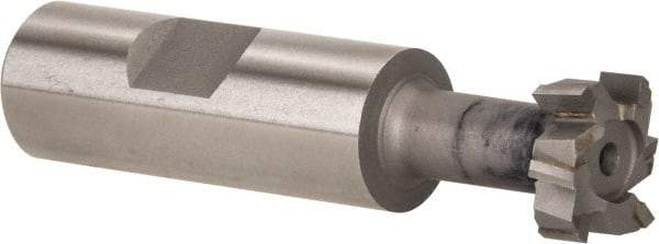 Made in USA - 25/32" Cut Diam, 21/64" Cut Width, 13/32" Neck Diam, 3/4" Shank Diam, 3-1/4" OAL, C2 Carbide-Tipped T-Slot Cutter - Uncoated, 3/8" Bolt, 2-1/16" Shank Length, Staggered Teeth, 6 Teeth, Weldon Flat - Apex Tool & Supply
