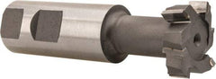 Made in USA - 1-1/4" Cut Diam, 31/64" Cut Width, 21/32" Neck Diam, 1" Shank Diam, 3-15/16" OAL, C2 Carbide-Tipped T-Slot Cutter - Uncoated, 5/8" Bolt, 2-5/16" Shank Length, Staggered Teeth, 6 Teeth, Weldon Flat - Apex Tool & Supply