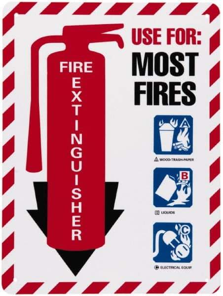 NMC - Fire Extinguisher - Use for: Most Fires, Plastic Fire Sign - 9" Wide x 12" High - Apex Tool & Supply