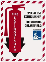 NMC - Fire Extinguisher - Special Use Extinguisher for Cooking Grease Fire:, Plastic Fire Sign - 9" Wide x 12" High - Apex Tool & Supply