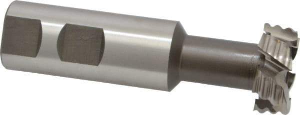 Interstate - 1-1/4" Cut Diam, 31/64" Cut Width, 21/32" Neck Diam, 1" Shank Diam, 3-15/16" OAL, M42 Cobalt T-Slot Cutter - Uncoated, 5/8" Bolt, 3-29/64" Shank Length, Straight Teeth, 6 Teeth, Roughing - Apex Tool & Supply