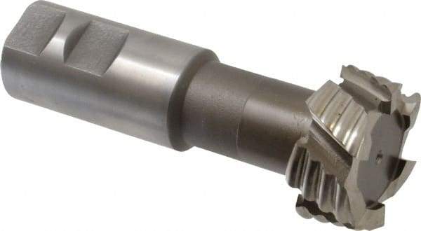 Interstate - 1-27/32" Cut Diam, 53/64" Cut Width, 1-1/32" Neck Diam, 1-1/4" Shank Diam, 4-13/16" OAL, M42 Cobalt T-Slot Cutter - Uncoated, 1" Bolt, 3-63/64" Shank Length, Straight Teeth, 6 Teeth, Roughing - Apex Tool & Supply