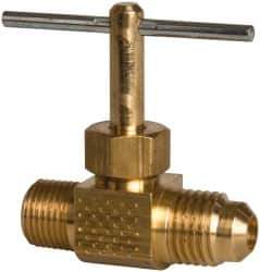 Parker - 1/4 x 1/8" Pipe, Inline Needle Valve - Flare x MNPTF Ends, Brass Valve, 150 Max psi - Apex Tool & Supply