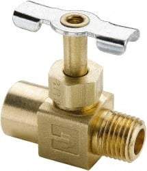 Parker - 1/4" Pipe, Inline Needle Valve - FNPTF x MNPTF Ends, Brass Valve, 150 Max psi - Apex Tool & Supply
