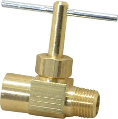 Parker - 1/8" Pipe, Inline Needle Valve - FNPTF x MNPTF Ends, Brass Valve, 150 Max psi - Apex Tool & Supply
